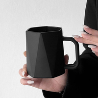 Niche Design artistique tasse géométrique noir mat hexagonal gobelet à eau tasse à café en verre chromé
