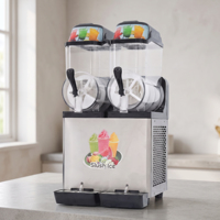 Machine à slush commerciale en acier inoxydable à deux réservoirs pour café, restaurant, supérette et usage quotidien