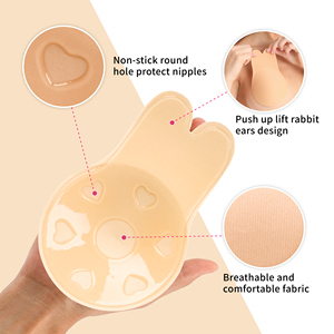 Rabbit Ear Adhesive Nipple Covers Sticky Push-up Brust straffung Pasties BH-Pads Unsichtbare rücken freie Stoff-Nippel abdeckung für Frauen - Product Image 3