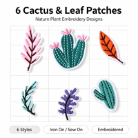 Lot de 6 patchs thermocollants en forme de cactus pour vêtements, chapeaux, sacs, chaussettes, pour cadeaux DIY, activités commerciales, décoration d'uniformes