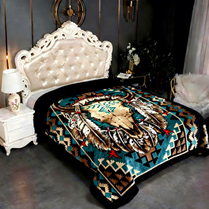 Couverture en Raschel double couche de 3 kg, style ours aztèque loup animal, logo personnalisé, marché canadien, taille king pour lit d'hiver - Product Image 6