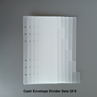 Carpeta de plástico esmerilado transparente A6 personalizada al por mayor, rellenable y duradera, con bolsillos para el desafío de ahorro de dinero, sobres impresos para efectivo con pestañas