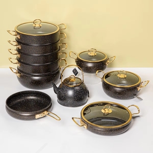 Vente en gros de 11 ensembles de pièces d'ustensiles de cuisine en aluminium forgé de qualité alimentaire antiadhésif casseroles et poêles casserole ustensiles de cuisine antiadhésifs - Product Image 4