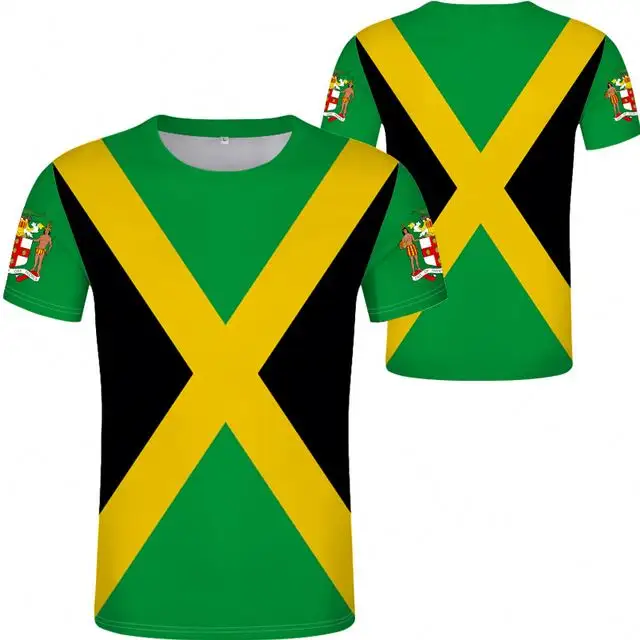 Özel kişiselleştirilmiş jamaika hediyelik eşya jamaika bayrağı kumaş Tshirt talep üzerine baskı giyim destek Online alışveriş Dropshipping