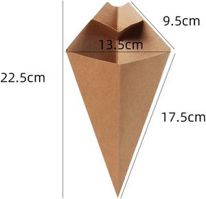 Customizable Reusable Durable Kraft Paper French Fries Cones with UV Coating Disposable Food Chips and Dip Pocket in Folder <b>Box</b> - Product Image 2