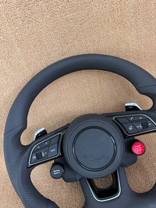 Volant en cuir véritable et fibre de carbone forgée avec écran LED pour <span class=keywords><strong>Audi</strong></span> R8 <span class=keywords><strong>TT</strong></span> <span class=keywords><strong>Roadster</strong></span> <span class=keywords><strong>RS</strong></span> TTS MK2 8j 2008 à 2013 - Product Image 2