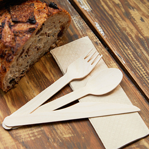 Thân thiện với môi sang trọng gỗ bạch dương dùng một lần thiết lập dao kéo phong cách hiện đại phân hủy sinh học <span class=keywords><strong>compostable</strong></span> dao nĩa Bộ đồ ăn cho du lịch - Product Image 1