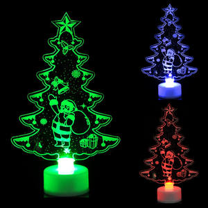 Arbre de Noël en acrylique coloré Bonhomme de neige Père Noël Cadeau Décoration de Noël Fournitures Jouets lumineux pour enfants - Product Image 1