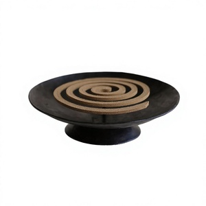 Round Incense Burner Black Spiral Coil Holder Aromatherapy <b>Diffuser</b> All Season Use Coil Burner Handmade - Product Image 1