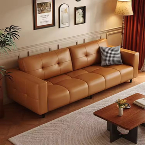 Canapé d'angle moderne de luxe en cuir crème à trois places avec rembourrage en éponge pour petit appartement, idéal pour salon confortable - Vente en gros - Product Image 2
