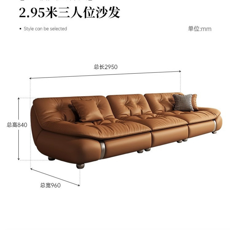 Three-seater sofa with dual armrests