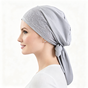 Turban pré-noué en dentelle pour femme, bonnet <span class=keywords><strong>chimio</strong></span>, couvre-chef, foulard, bonnet de nuit pour cheveux - Product Image 2