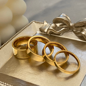 Dainty Stainless Steel 18k Gold Plated Band Stacking <strong>Ring</strong> <strong>Thick</strong> Couple Statement <strong>Ring</strong> Women Men - Product Image 6