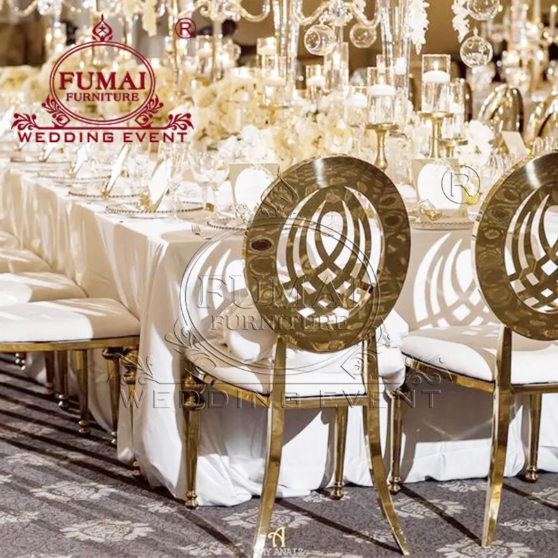Satışa paslanmaz çelik altın lüks düğün kraliyet taht sandalyeler