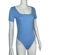 Sexy col carré manches courtes solide maigre body basique sous-vêtements décontracté T-Shirt haut femmes vêtements combinaison Simple nouvel été