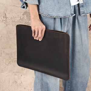 Genuine <b>Leather</b> <b>Laptop</b> <b>Sleeve</b> 15 Inch Wear Resistant Classic Style For Men Solid Color - Product Image 2