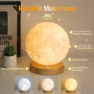 Nouvelle Arrivée Lampe Lunaire Rotative Impression <span class=keywords><strong>3D</strong></span> Lampe Lunaire avec Base en Bois LED Lumière Intelligente Lampe de Table Créative pour la Décoration de la Maison - Product Image 3