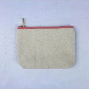 Pochette en toile portable de grande taille de qualité OEM, sac cosmétique personnalisé avec fermeture éclair dorée personnalisée - Product Image 3