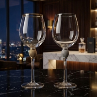 Verres à vin rouge modernes Raymond en cristal sans plomb avec bordure dorée, 550 ml, coffret cadeau