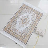 Ensemble de tapis de prière Janamaz floral papillon de haute qualité en 3 pièces avec sac assorti et compteur de tasbih numérique, cadeau islamique pour la fête des mères