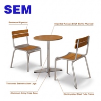 Ensemble table et chaises en contreplaqué marin SEM pour hôtel, café, extérieur, restaurants, mobilier de restaurant 4 places