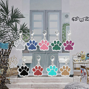 Email Glitter Hond Kitten Kat Id Tag Custom Laser Gegraveerd Zinklegering Poot Print Sleutelhanger Sprankelend Bling Huisdier Naam Tags Schattige Puppy - Product Image 3