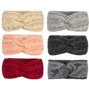 <span class=keywords><strong>Bandeau</strong></span> chauffe-oreilles pour femmes, accessoires pour cheveux, bandeaux turban d'hiver épais et tricotés au crochet, accessoires d'hiver - Product Image 2