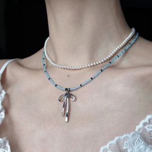 สร้อยคอลูกปัดรูปโบว์สีฟ้าสำหรับสาวบัลเล่ต์สไตล์เฉพาะกลุ่มที่มีเสน่ห์บริสุทธิ์และมีเสน่ห์เน้นความเป็นธรรมประโยชน์หลากหลาย - Product Image 5