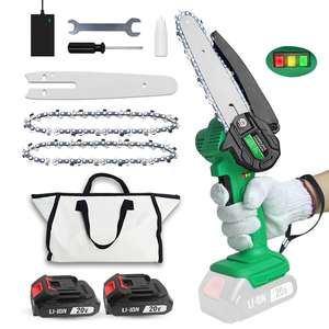 <span class=keywords><strong>เลื่อย</strong></span>โซ่ไร้<span class=keywords><strong>สาย</strong></span>ขนาดเล็ก 20V Li-ion แบตเตอรี่ 150 มม. สำหรับ<span class=keywords><strong>เลื่อย</strong></span>ไม้ งานอุตสาหกรรม DIY สีเขียว <span class=keywords><strong>เลื่อย</strong></span><span class=keywords><strong>ไฟฟ้า</strong></span> - Product Image 2