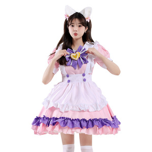 Disfraz de Cosplay de Sirvienta Japonesa, Vestido Lolita Rosa y Morado con Lazo, Disfraz de Alicia para Mujer, Ropa de Escenario Primavera 2025 - Product Image 5