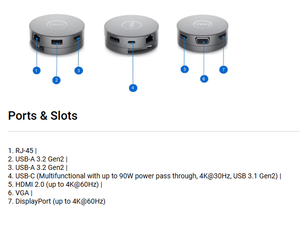 Adaptador Móvil USB-C Dell DA310 4K con HDMI, DisplayPort, Ethernet, VGA, Puertos USB-A y USB-C para Dell - Product Image 3