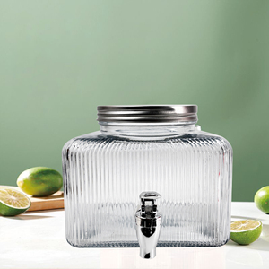 Thiết kế cổ điển 1 gallon vuông Glass Mason <span class=keywords><strong>Jar</strong></span> khối lượng lớn nước trái cây Dispenser tap cho nhà bếp và Đảng sử dụng thực phẩm an toàn - Product Image 2