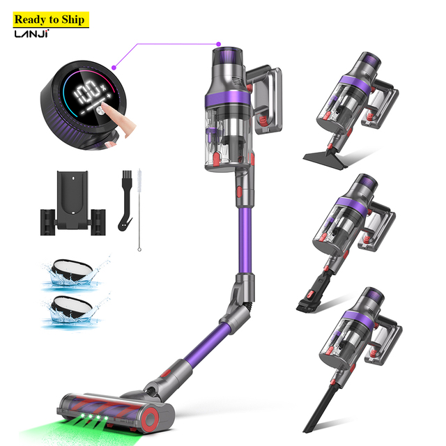 S702 Cordless Stick Vacuum Cleaner 38Kpa LED Touch Screen Rechargeable Battery Dry HEPA Filter Household Hotel Use 480W