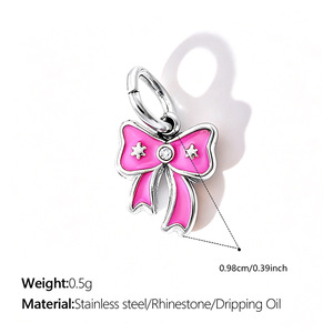 Pendentif Breloque Rétro Dessin Animé en Acier Inoxydable Émaillé, Motifs Rouge à Lèvres, Sourire, Nœud Papillon, pour la Fabrication de Bijoux DIY (Colliers, Bracelets) - Product Image 5