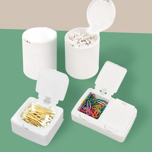 Hisopos de algodón con tapa abatible, de plástico a prueba de polvo, ideales para estudiantes, artículos de moda en Instagram y almacenamiento de piezas del hogar. - Product Image 2
