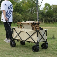 Chariot pliable de camping et pique-nique JFXL TC-16 avec table amovible, roues tout-terrain robustes en métal, grande capacité