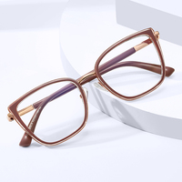 Lunettes anti-lumière bleue pour femmes MS 97822, monture géométrique TR+Métal, décorations gaufrées sur les branches, légères et polyvalentes