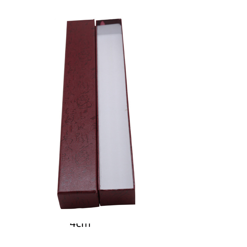 Boîte à éventail de poésie ancienne rouge vin&nbsp;; 10 pouces (34*4.8*3.5cm)