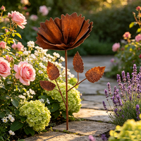 Piquet de jardin en fer rouillé, finition naturelle, décoration rustique en métal pour patio, pelouse, cour arrière