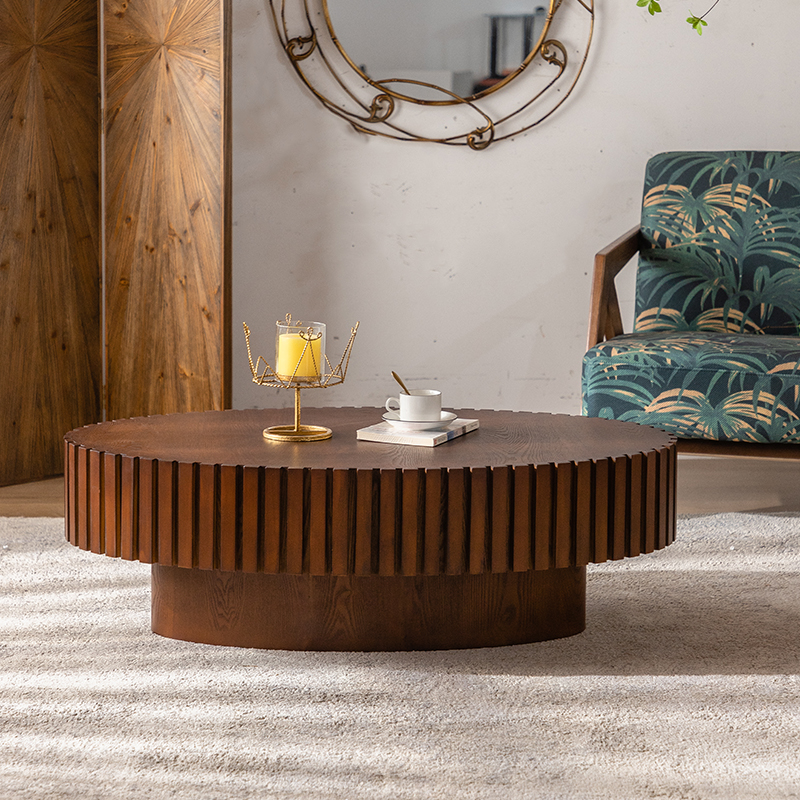round wooden coffee table