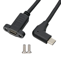 Cable de Extensión USB 3.2 Gen2 de 20 Gbps, Tipo C Macho a Hembra, Ángulo Recto de 90 Grados, Montaje en Panel, Cable de Datos USB C