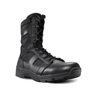 Bottes tactiques noires pour hommes, en cuir imperméable, avec lacets longs en caoutchouc, protection anti-perforation, semelle extérieure à double densité