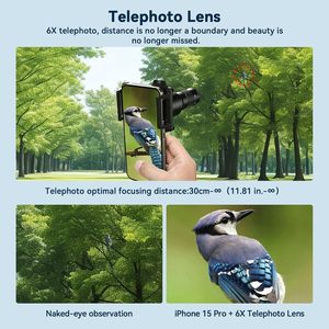 Lente Telemacro para Fotografía Móvil, Novedad 2025, Universal HD, Primer Plano, Larga Distancia, Telescopio 6X, Kit de Lentes Macro 2 en 1 - Product Image 3