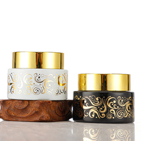 Pot en verre personnalisable de 150 ml avec motifs dorés et couvercle pour crèmes cosmétiques et soins de la peau, vente en gros