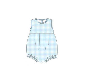 Mono informal de burbujas para bebé niña, azul cielo a cuadros, de la boutique RTS, 95% algodón, spandex, tela estampada, 200-220 g/m², para recién nacido - Product Image 4