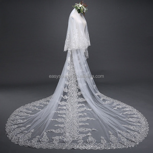 YM32 2T longue dentelle voile de mariage cathédrale mariée <span class=keywords><strong>Vei</strong></span> avec peigne accessoires de mariage - Product Image 2