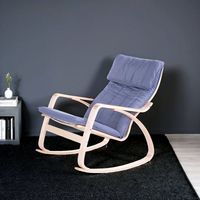 Fauteuil à bascule moderne en bois massif à bras courbés, style nordique minimaliste, fauteuil de loisirs individuel, fauteuil confortable pour la maison, le bureau, le salon, la lecture