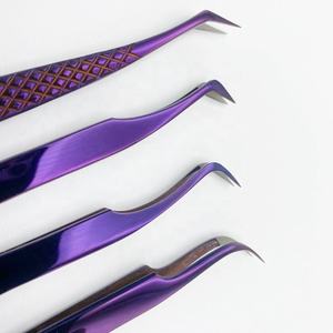 Pinzas de extensión de pestañas de acero inoxidable sostenibles con logotipo personalizado más vendidas Punta puntiaguda de Color de plasma para uso en belleza - Product Image 6