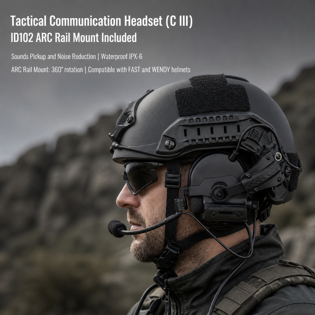 Z-Tactical Z173 Tactical Communication Headset ZCOMTA III with ID102 ARC Rail Mount for Helmet Outdoor Training