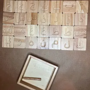 Ahşap alfabe izleme kurulu Montessori eğitim mektubu oyuncaklar arapça alfabe izleme kartları setleri yürümeye başlayan öğretim araçları için